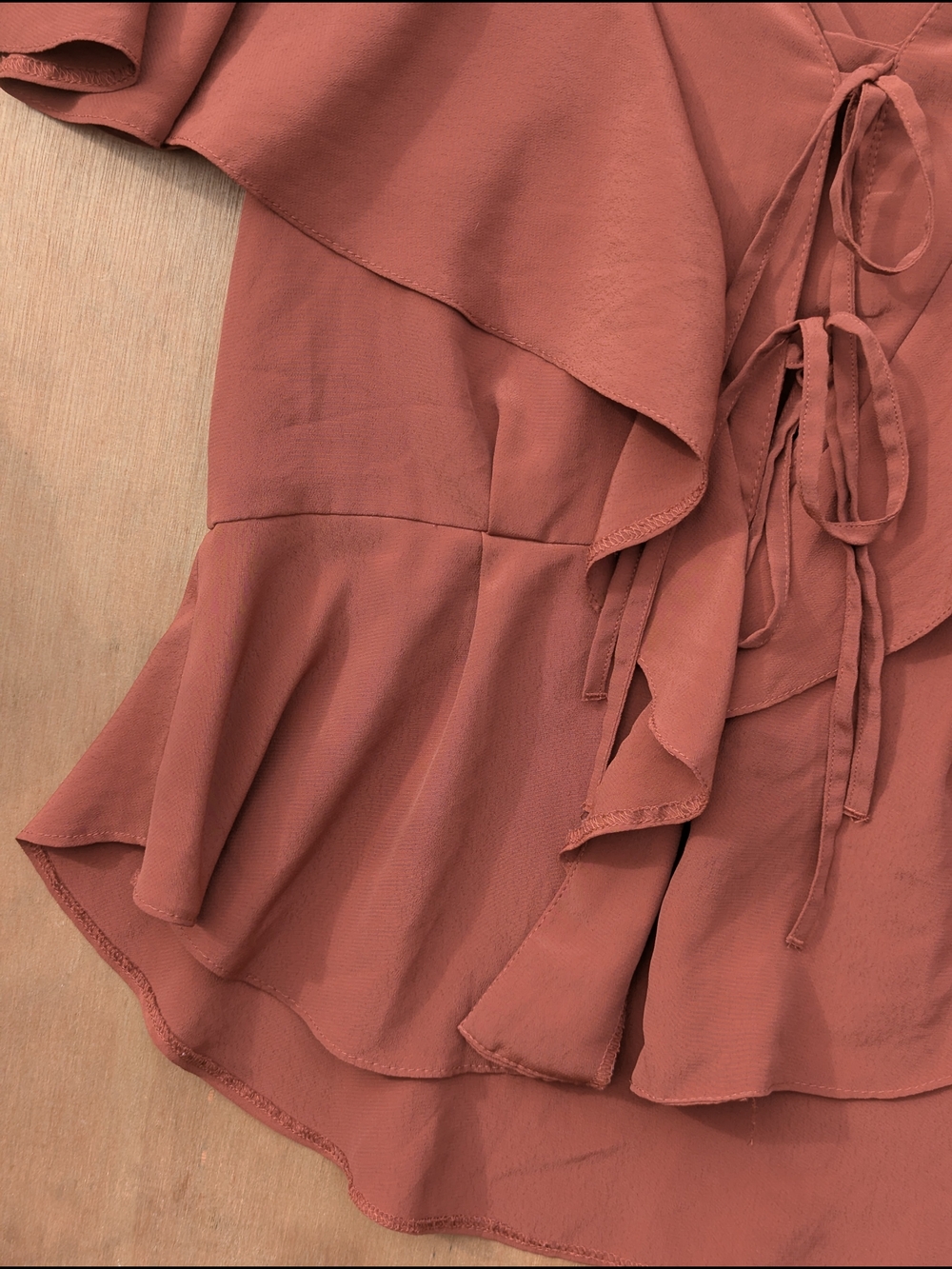 Women's Rust Ruffle Tie-Front Top - Picture 6 of 13